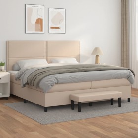 Cama box spring con colchón cuero sintético capuchino 200x200cm de vidaXL, Camas y somieres - Ref: Foro24-3137628, Precio: 76...