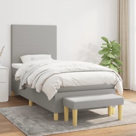 Cama box spring con colchón tela gris claro 90x190 cm de vidaXL, Camas y somieres - Ref: Foro24-3136957, Precio: 358,99 €, De...