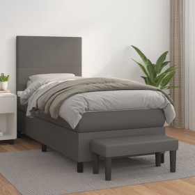 Box spring bed with gray synthetic leather mattress 80x200 cm by vidaXL, Beds and slatted bases - Ref: Foro24-3137513, Price:...