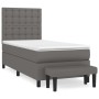 Box spring bed with gray synthetic leather mattress 90x190 cm by vidaXL, Beds and slatted bases - Ref: Foro24-3137639, Price:...