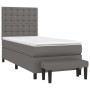 Box spring bed with gray synthetic leather mattress 90x190 cm by vidaXL, Beds and slatted bases - Ref: Foro24-3137639, Price:...