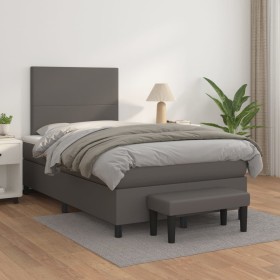 Box spring bed with gray synthetic leather mattress 120x200 cm by vidaXL, Beds and slatted bases - Ref: Foro24-3137537, Price...