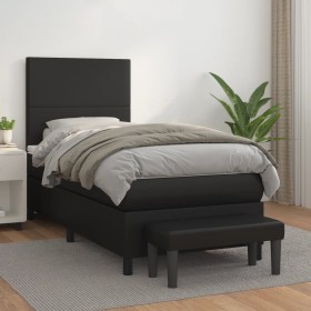 Box spring bed with black synthetic leather mattress 90x190 cm by vidaXL, Beds and slatted bases - Ref: Foro24-3137515, Price...