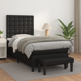 Cama box spring con colchón cuero sintético negro 90x190 cm de vidaXL, Camas y somieres - Ref: Foro24-3137641, Precio: 391,99...