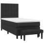 Box spring bed with black synthetic leather mattress 90x190 cm by vidaXL, Beds and slatted bases - Ref: Foro24-3137641, Price...