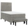 Box spring bed with light gray velvet mattress 100x200 cm by vidaXL, Beds and slatted bases - Ref: Foro24-3137767, Price: 385...