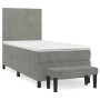 Box spring bed with light gray velvet mattress 90x190 cm by vidaXL, Beds and slatted bases - Ref: Foro24-3137701, Price: 369,...