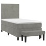 Cama box spring con colchón terciopelo gris claro 90x190 cm de vidaXL, Camas y somieres - Ref: Foro24-3137701, Precio: 365,57...