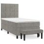 Cama box spring con colchón terciopelo gris claro 100x200 cm de vidaXL, Camas y somieres - Ref: Foro24-3137827, Precio: 396,5...