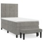 Cama box spring con colchón terciopelo gris claro 90x190 cm de vidaXL, Camas y somieres - Ref: Foro24-3137821, Precio: 363,63...