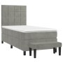 Cama box spring con colchón terciopelo gris claro 90x190 cm de vidaXL, Camas y somieres - Ref: Foro24-3137821, Precio: 363,63...