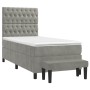 Cama box spring con colchón terciopelo gris claro 80x200 cm de vidaXL, Camas y somieres - Ref: Foro24-3137989, Precio: 351,36...