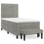 Box spring bed with light gray velvet mattress 90x190 cm by vidaXL, Beds and slatted bases - Ref: Foro24-3137935, Price: 378,...