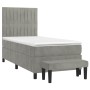 Cama box spring con colchón terciopelo gris claro 90x190 cm de vidaXL, Camas y somieres - Ref: Foro24-3137935, Precio: 378,35...