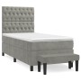 Cama box spring con colchón terciopelo gris claro 90x190 cm de vidaXL, Camas y somieres - Ref: Foro24-3137995, Precio: 396,01...