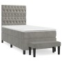 Cama box spring con colchón terciopelo gris claro 90x190 cm de vidaXL, Camas y somieres - Ref: Foro24-3138001, Precio: 382,01...