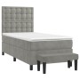 Cama box spring con colchón terciopelo gris claro 80x200 cm de vidaXL, Camas y somieres - Ref: Foro24-3138049, Precio: 339,83...