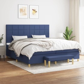 Box spring bed with blue fabric mattress 200x200 cm by vidaXL, Beds and slatted bases - Ref: Foro24-3137187, Price: 734,17 €,...