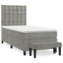 Box spring bed with light gray velvet mattress 90x190 cm by vidaXL, Beds and slatted bases - Ref: Foro24-3138055, Price: 382,...