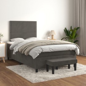 Box spring bed with dark gray velvet mattress 120x200 cm by vidaXL, Beds and slatted bases - Ref: Foro24-3137774, Price: 449,...