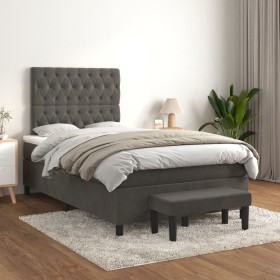 Cama box spring con colchón terciopelo gris oscuro 120x200 cm de vidaXL, Camas y somieres - Ref: Foro24-3138014, Precio: 453,...