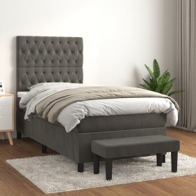 Box spring bed with dark gray velvet mattress 90x200 cm by vidaXL, Beds and slatted bases - Ref: Foro24-3138002, Price: 381,9...