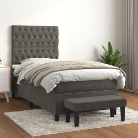 Box spring bed with dark gray velvet mattress 100x200 cm by vidaXL, Beds and slatted bases - Ref: Foro24-3138008, Price: 402,...