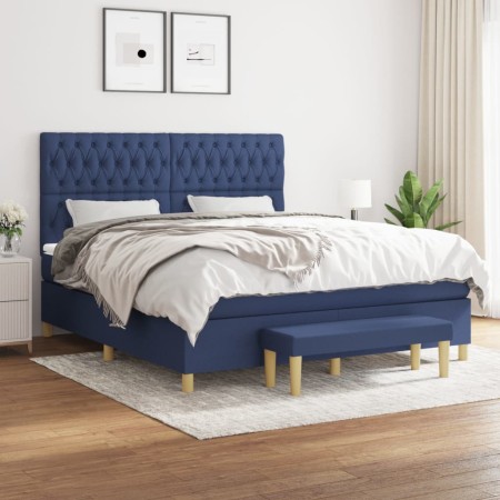 Cama box spring con colchón tela azul 180x200 cm de vidaXL, Camas y somieres - Ref: Foro24-3137419, Precio: 665,99 €, Descuen...