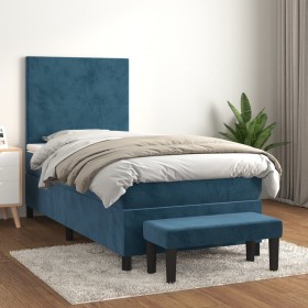 Cama box spring con colchón terciopelo azul oscuro 80x200 cm de vidaXL, Camas y somieres - Ref: Foro24-3137693, Precio: 357,6...