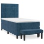 Box spring bed with dark blue velvet mattress 100x200 cm by vidaXL, Beds and slatted bases - Ref: Foro24-3137831, Price: 385,...