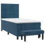 Box spring bed with dark blue velvet mattress 100x200 cm by vidaXL, Beds and slatted bases - Ref: Foro24-3137831, Price: 385,...