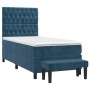 Cama box spring con colchón terciopelo azul oscuro 90x190 cm de vidaXL, Camas y somieres - Ref: Foro24-3137999, Precio: 403,8...