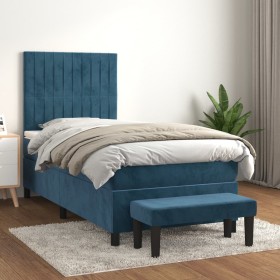 Box spring bed with dark blue velvet mattress 100x200 cm by vidaXL, Beds and slatted bases - Ref: Foro24-3137951, Price: 386,...