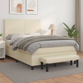 Box spring bed with cream synthetic leather mattress 140x200cm by vidaXL, Beds and slatted bases - Ref: Foro24-3137547, Price...