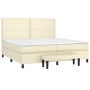 Box spring bed with cream synthetic leather mattress 200x200 cm by vidaXL, Beds and slatted bases - Ref: Foro24-3137625, Pric...