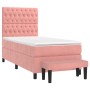 Box spring bed with pink velvet mattress 100x200 cm by vidaXL, Beds and slatted bases - Ref: Foro24-3138012, Price: 420,14 €,...