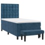 Cama box spring con colchón terciopelo azul oscuro 90x190 cm de vidaXL, Camas y somieres - Ref: Foro24-3138059, Precio: 396,8...