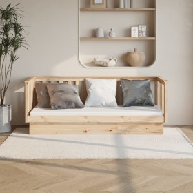 Solid pine wood sofa bed 90x190 cm by vidaXL, Beds and slatted bases - Ref: Foro24-821579, Price: 138,55 €, Discount: %