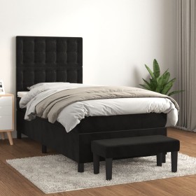 Box spring bed with black velvet mattress 90x200 cm by vidaXL, Beds and slatted bases - Ref: Foro24-3138063, Price: 372,76 €,...