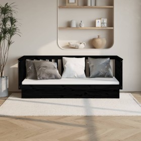 Sofá cama madera maciza de pino negro 90x190 cm de vidaXL, Camas y somieres - Ref: Foro24-821583, Precio: 169,63 €, Descuento: %