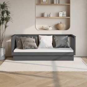 Gray solid pine wood sofa bed 75x190 cm by vidaXL, Beds and slatted bases - Ref: Foro24-821576, Price: 144,99 €, Discount: %