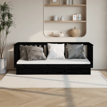 Sofá cama madera maciza de pino negro 75x190 cm de vidaXL, Camas y somieres - Ref: Foro24-821578, Precio: 144,53 €, Descuento: %