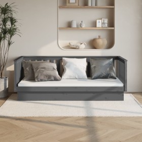 Solid gray pine wood sofa bed 90x200 cm by vidaXL, Beds and slatted bases - Ref: Foro24-821566, Price: 156,85 €, Discount: %