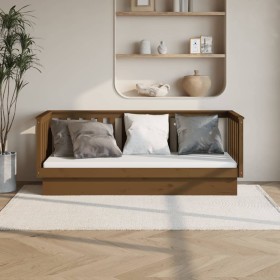 Sofá cama de madera maciza de pino marrón miel 75x190 cm de vidaXL, Camas y somieres - Ref: Foro24-821577, Precio: 152,99 €, ...