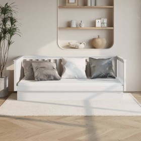 Sofá cama madera maciza de pino blanco 90x200 cm de vidaXL, Camas y somieres - Ref: Foro24-821565, Precio: 213,52 €, Descuent...