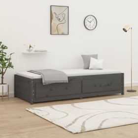 Solid gray pine wood sofa bed 90x200 cm by vidaXL, Beds and slatted bases - Ref: Foro24-821591, Price: 244,04 €, Discount: %