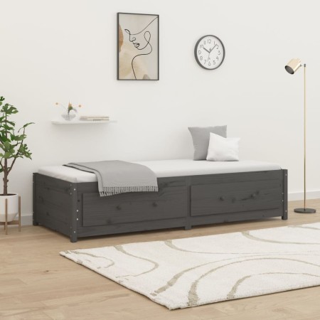 Sofá cama madera maciza de pino gris 90x200 cm de vidaXL, Camas y somieres - Ref: Foro24-821591, Precio: 244,99 €, Descuento: %