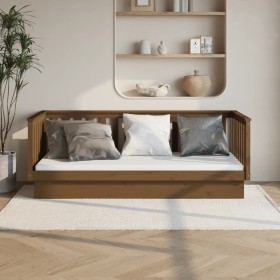 Sofá cama madera maciza de pino marrón miel 100x200 cm de vidaXL, Camas y somieres - Ref: Foro24-821572, Precio: 164,99 €, De...