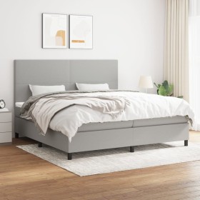 Box spring bed with light gray fabric mattress 200x200 cm by vidaXL, Beds and slatted bases - Ref: Foro24-3141641, Price: 675...