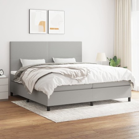 Cama box spring con colchón tela gris claro 200x200 cm de vidaXL, Camas y somieres - Ref: Foro24-3141641, Precio: 680,30 €, D...